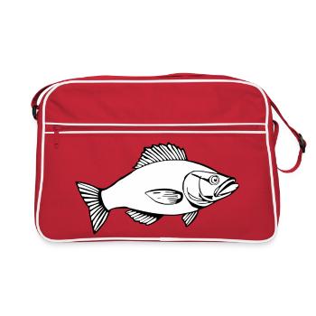 Fish Fish Angler T-shirt Gift - Retro Bag - red/white - Front