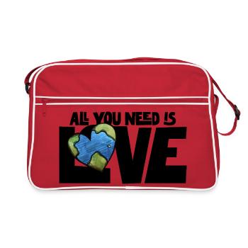 Cœur de la Terre : Globe aquarelle - Sac Retro - rouge/blanc - Devant