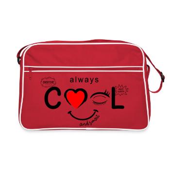 Always Cool And Smart Heart Face Wink Gift - Retro Bag - red/white - Front
