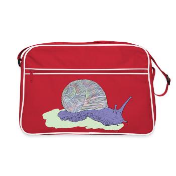 Escargot pastel, illustration, dessin animalier - Sac Retro - rouge/blanc - Devant