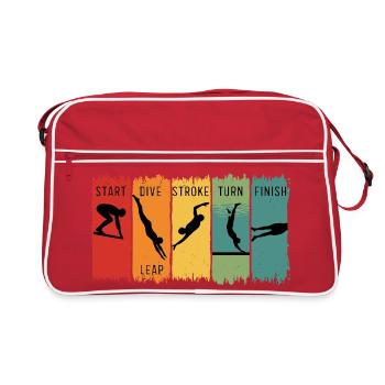 Retro Swimming Steps Start Tauchschwimm-Finish - Retro Tasche - Rot/Weiß - Vorne