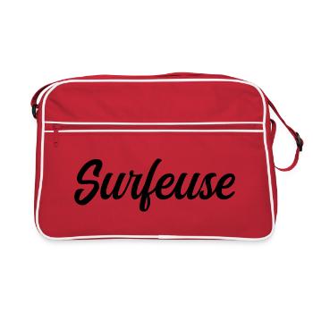 Surfeuse Océan Vague Planche Surf Sport Plage - Sac Retro - rouge/blanc - Devant