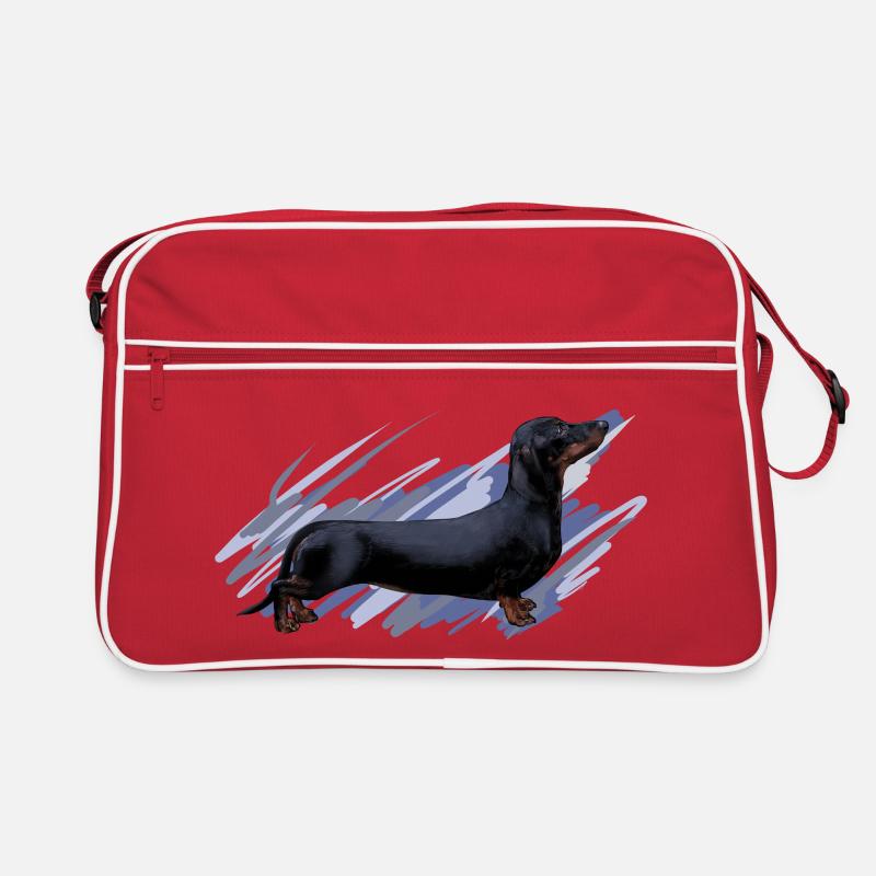 Dackel - Retro Tasche - Rot/Weiß