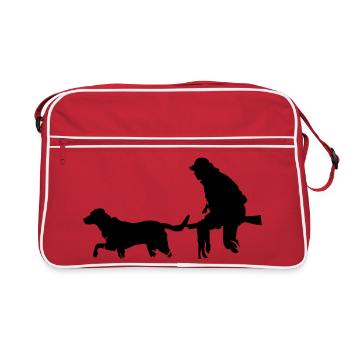 Jäger mit Hund - Retro Tasche - Rot/Weiß - Vorne
