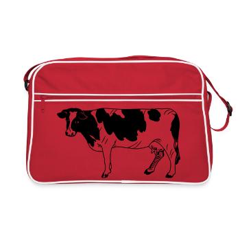 Vache à fourrure noire, race laitière - Sac Retro - rouge/blanc - Devant