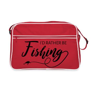Ich würde lieber angeln Zitat-Design - Retro Tasche - Rot/Weiß - Vorne