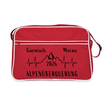 ALPENÜBERQUERUNG 2026 Oberstdorf Meran - Retro Tasche - Rot/Weiß - Vorne