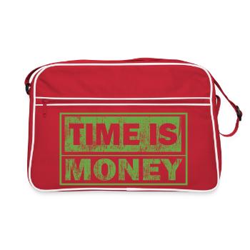 Le temps, c’est de l’argent en caractères verts - Sac Retro - rouge/blanc - Devant
