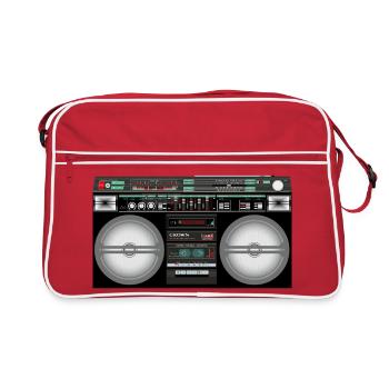 Cassette Boombox rétro néon - Sac Retro - rouge/blanc - Devant
