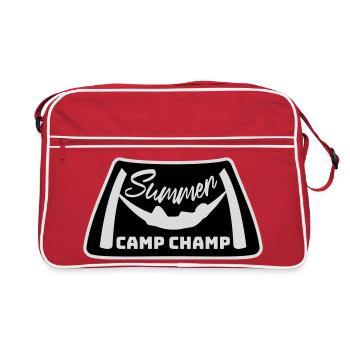 Summer Camp Champ Lustig Kinder Outdoor Abenteuer - Retro Tasche - Rot/Weiß - Vorne