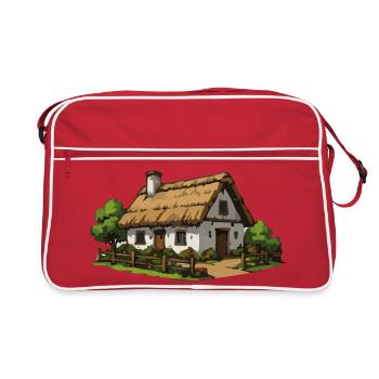 Small thatched house in the countryside - Retro Bag - red/white - Front