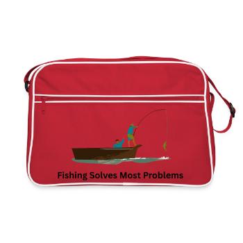 Fishing Solves Most Problems – Angler - Retro Bag - red/white - Front