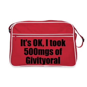 Ce n’est pas grave, j’ai des comprimés de motivation orale de 500 mg - Sac Retro - rouge/blanc - Devant