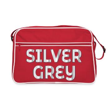 Silbergrau - Retro Tasche - Rot/Weiß - Vorne