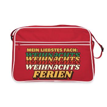 Mein liebstes Fach: Weihnachtsferien - Retro Tasche - Rot/Weiß - Vorne