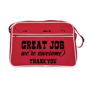 Chère maman, Excellent travail, nous sommes géniaux - Fête des mères - Sac Retro - rouge/blanc - Devant