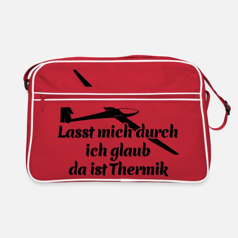 Lasst mich durch ich glaub da ist Thermik - Spruch - Retro Tasche - Rot/Weiß