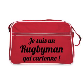 Rugby - Rugbyman - Sport - Fighter - Fight - Sac Retro - rouge/blanc - Devant
