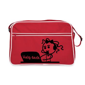 Secrétaire du service d’assistance avec microphone et casque - Sac Retro - rouge/blanc - Devant