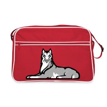 Loup solitaire tchétchène - Sac Retro - rouge/blanc - Devant
