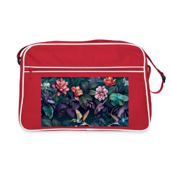 Nocturnal Tropical Flowers Hummingbirds - Retro Bag - red/white - Front