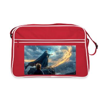 Merlin et Arthur dirigent les chevaliers - Sac Retro - rouge/blanc - Devant