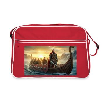 Beowulf Arrives in Denmark with Warriors nordic my - Retro Bag - red/white - Front