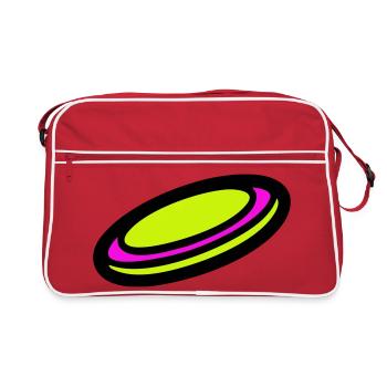 Disc Golf Frisbee Disc Icon - Retro Bag - red/white - Front