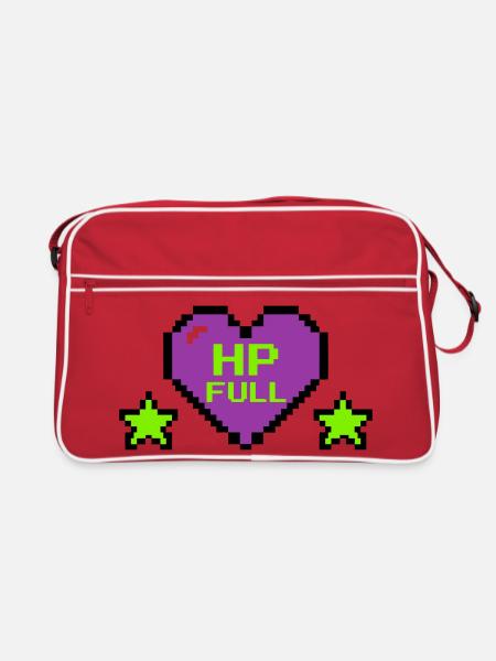 HP Full Pixel Herz Logo - Retro Tasche - Rot/Weiß - Vorne