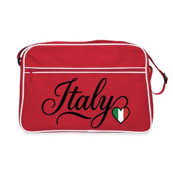 Italien Trikolore Herzschrift - Retro Tasche - Rot/Weiß - Vorne