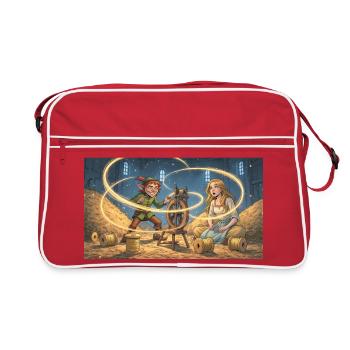 Rumpelstilzchen spinnt Stroh zu glänzendem Gold - Retro Tasche - Rot/Weiß - Vorne