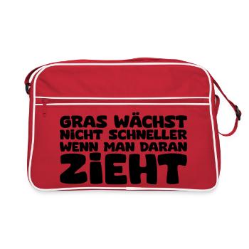 Gras wächst nicht schneller - Retro Tasche - Rot/Weiß - Vorne