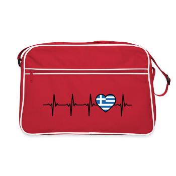Grèce Heartbeat Drapeau Grec - Sac Retro - rouge/blanc - Devant