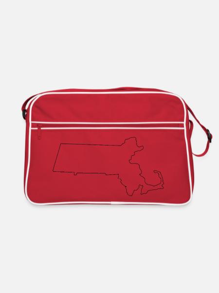 Massachusetts-Gliederungskarte - Retro Tasche - Rot/Weiß - Vorne