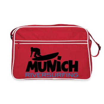 Munich Riversurfing München Surfer - Retro Tasche - Rot/Weiß - Vorne
