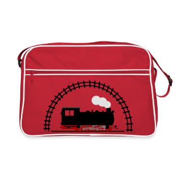 Locomotive à vapeur rail railroad - Sac Retro - rouge/blanc - Devant