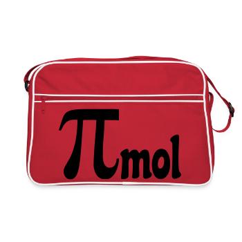 Pi mole for mathematicians, nerds chemistry number # - Retro Bag - red/white - Front