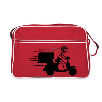 Livraison de colis scooter ou de piza - Sac Retro - rouge/blanc - Devant