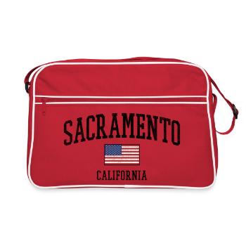 Graphisme Sacramento, Californie USA, avec drapeau - Sac Retro - rouge/blanc - Devant