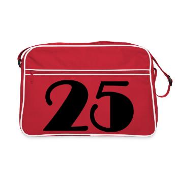 25. 25 ANS. 25e ANNIVERSAIRE. ANNIVERSAIRE 25 ANS. - Sac Retro - rouge/blanc - Devant