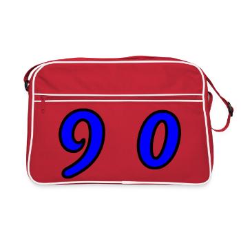 90. 90 JAHRE. 90-JÄHRIGES JUBILÄUM. 90-JÄHRIGES JUBILÄUM. - Retro Tasche - Rot/Weiß - Vorne