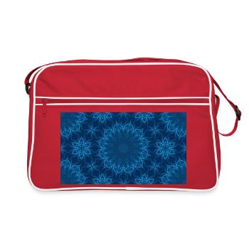Blue Ocean Mandala Pattern – Abstract Water Kaleid - Retro Bag - red/white - Front