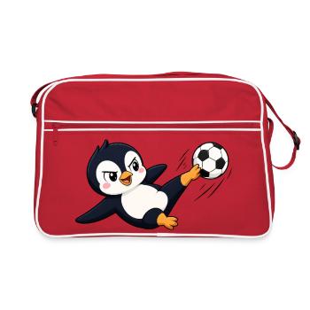 Dessins dessinés dessinés de dessins dessinés du joueur de football Pingouin mignon - Sac Retro - rouge/blanc - Devant