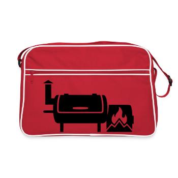 BBQ Smoker Grillmeister Pulled Pork Grillen - Retro Tasche - Rot/Weiß - Vorne
