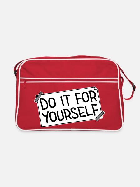 Do It For Yourself Inspirierend Selbstliebe Zitat - Retro Tasche - Rot/Weiß - Vorne