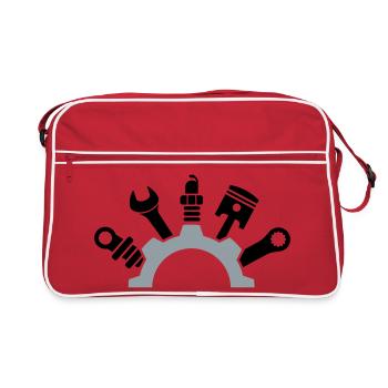 Logo de l’outil du mécanicien automobile - Sac Retro - rouge/blanc - Devant