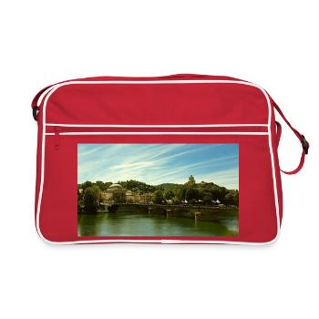 Panorama of the city by the river and bridge - Retro Bag - red/white - Front