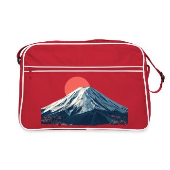 Lever de soleil rouge sur le sommet de la montagne Origami Fuji - Sac Retro - rouge/blanc - Devant