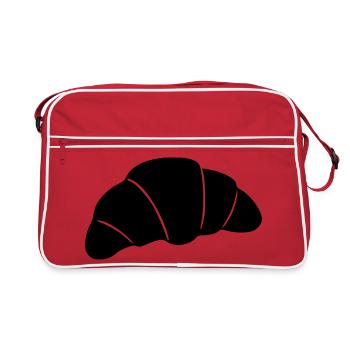  Croissant schwarz Geschenkidee für Bäcker  - Retro Tasche - Rot/Weiß - Vorne