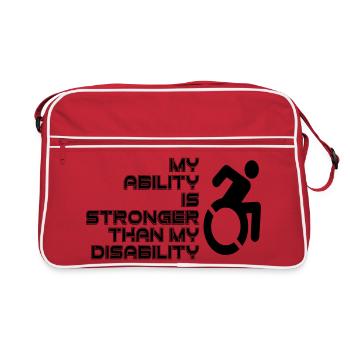 My Will Is Stronger Than My Wheelchair / Disability* - Retro Bag - red/white - Front
